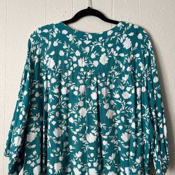 Woman Within Top 3X Floral Puff Sleeve Relaxed Comfort Casual Everyday Wear - Picture 7 of 12